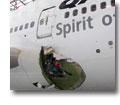 Photo of a hole in the Qantas Boeing 747-400 accident aircraft