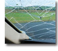 Photo of the accident aircraft's cracked windshield