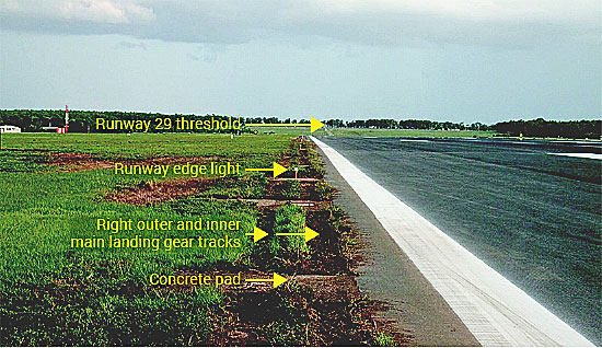 Detail of runway excursion at Darwin International Airport, Australia