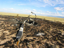 Photo of helicopter wreckage.