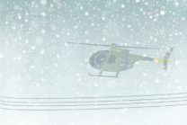 Drawing of accident helicopter flying over power lines