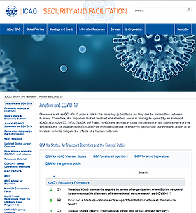 Screenshot of the ICAO Covid-19 webpage