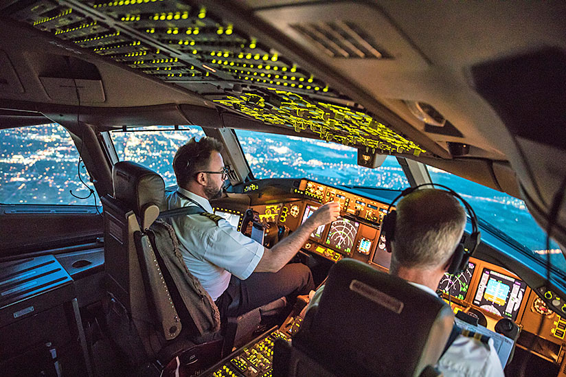 Two pilots in a cockpit